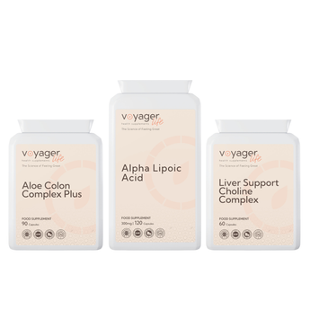 3 health supplement bottles on a white background