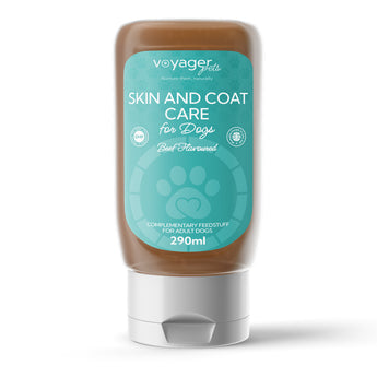 VoyagerPets Skin and Coat Care with a green label on a white background