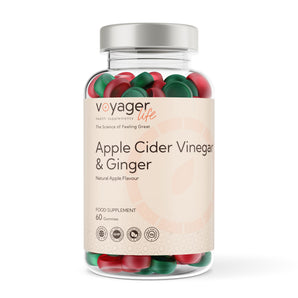 Bottle of Voyager Apple Cider Vinegar & Ginger supplements