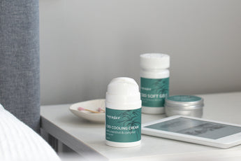 Voyager CBD cooling cream with other products on a background
