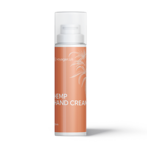 Voyager Life Hemp Hand Cream pump action bottle on a white background